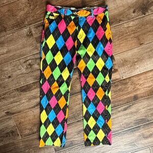 Royal & Awesome Mens Disco Diamonds Argyle Golf Pants, Multi, 36x32